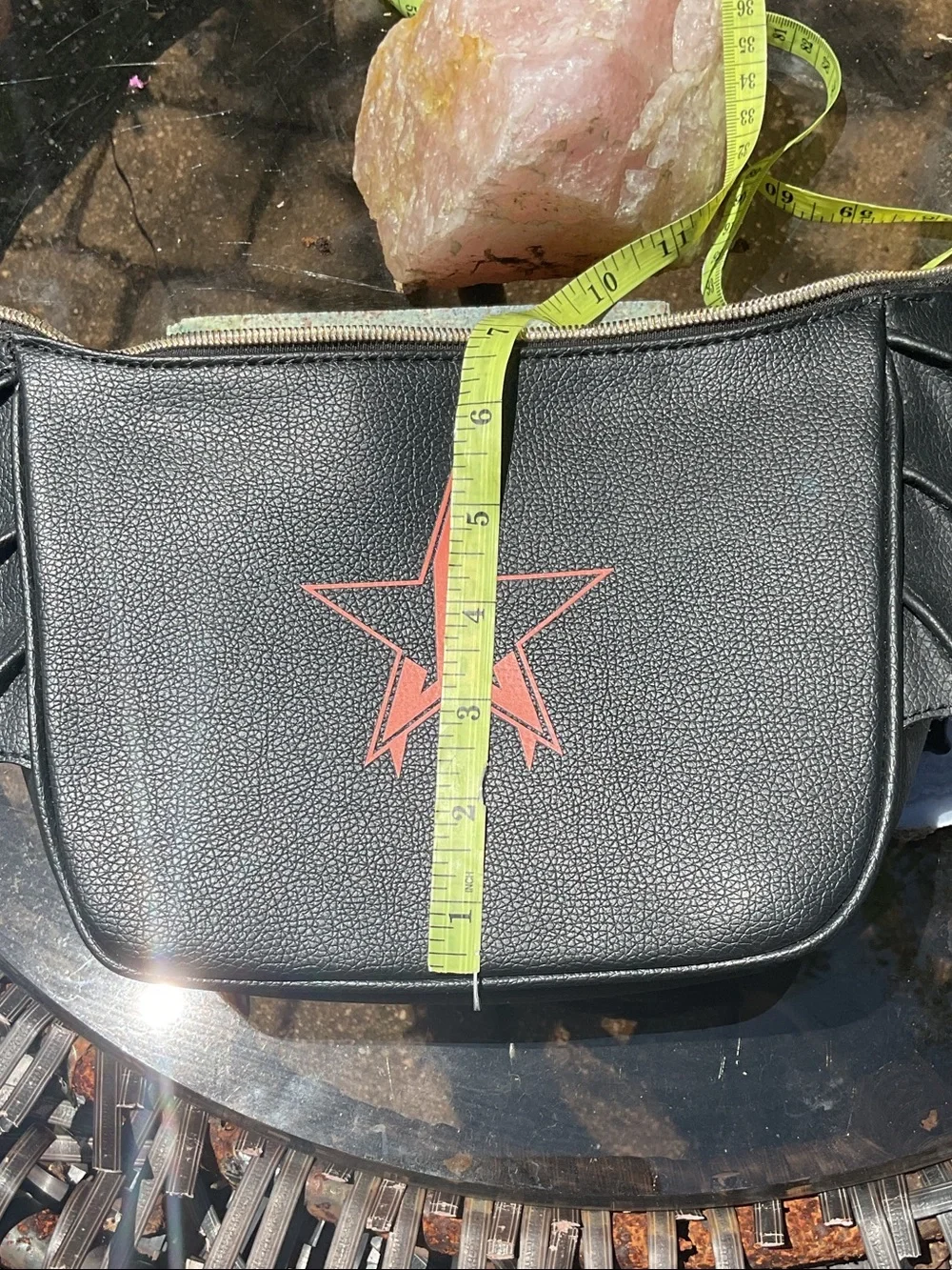 Jeffree Star Black Cosmetic Bat Bag with Pink Star and Winged Sides